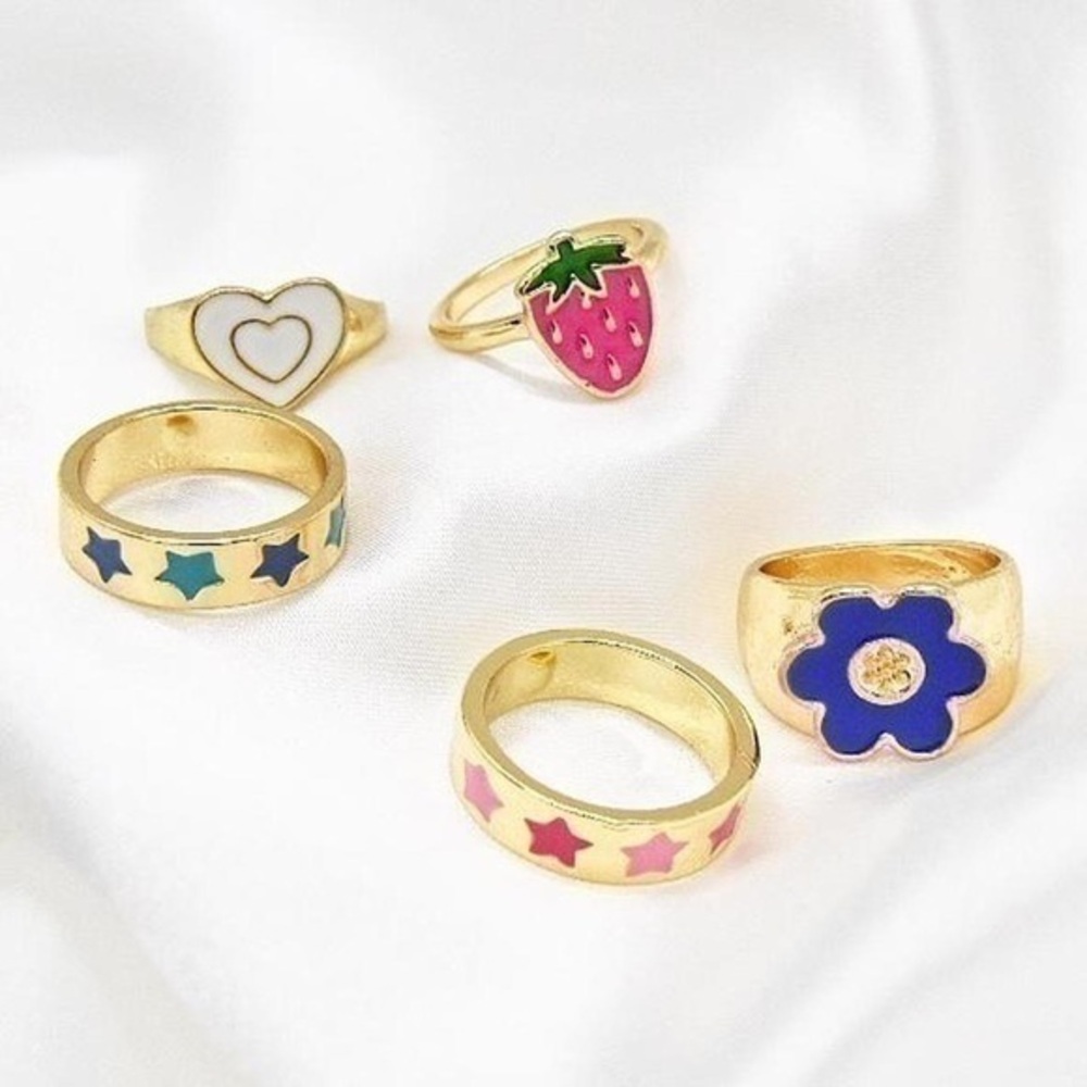 Y2K Gold Ring Set